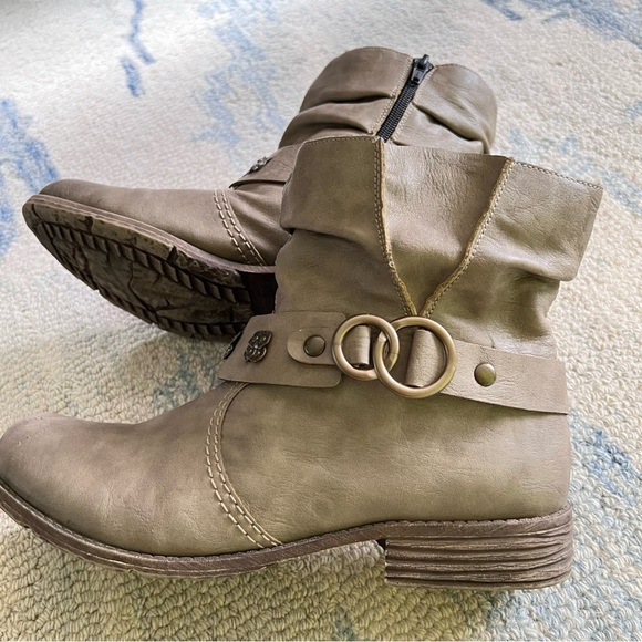 RIEKER PEGGY 98 DIESEL SUEDE LEATHER STUDDED MOTO ANKLE BOOTS SIZE 8 - Picture 9 of 15